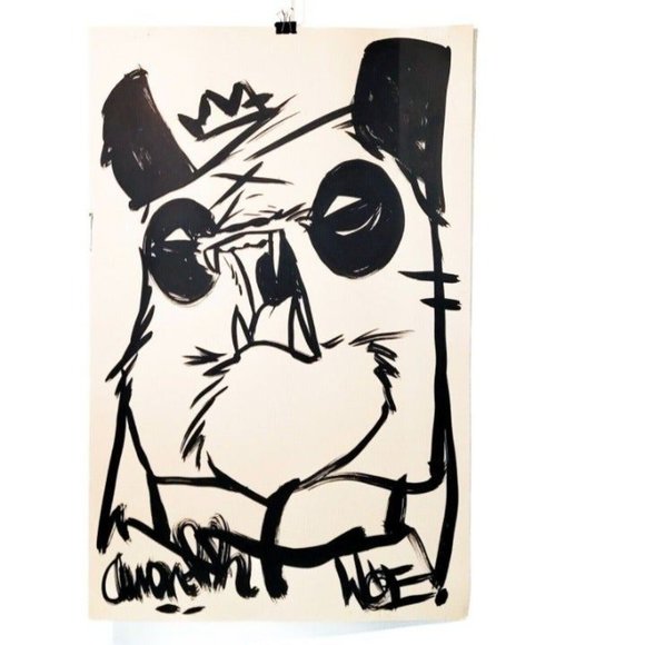 PANDA KING Original Painting & Sketch by Aaron WOES MARTIN a.k.a ANGRY WOEBOTS - Picture 8 of 12